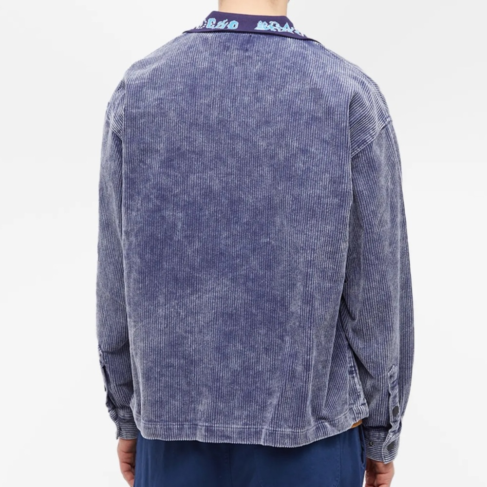 NWT! BRAIN DEAD Bleqched Cord Cabana Shirt - button up jacket NAVY blue -‎ LARGE - Picture 3 of 6
